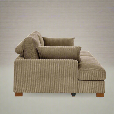 Oversized modular corduroy sofa with ottoman
Gray corduroy sectional sofa
Cream corduroy sofa with plush seating
Custom living room layout with ottoman
Deep seat cozy couch with corduroy fabric