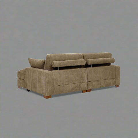 Oversized modular corduroy sofa with ottoman
Gray corduroy sectional sofa
Cream corduroy sofa with plush seating
Custom living room layout with ottoman
Deep seat cozy couch with corduroy fabric