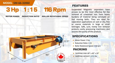 Cross Belt Magnetic Conveyor Separator – Industrial Iron Removal System – SKU SM663206E