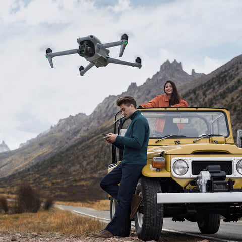 DJI Air 3 drone with dual camera system
DJI Air 3 Fly More Combo full package
DJI RC 2 controller included in the bundle
DJI Air 3 drone in flight with scenic background