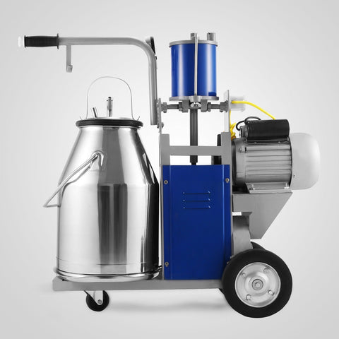 Stainless steel portable cow and goat milking machine with wheels – single and double milker setup