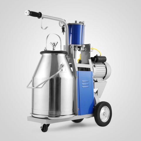 Stainless steel portable cow and goat milking machine with wheels – single and double milker setup