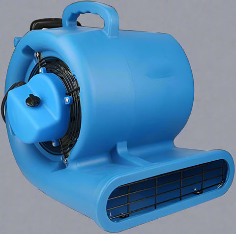Floor dryer fan with wheels and handle
High-velocity air mover for job sites
Blue industrial carpet dryer fan in use
Heavy-duty blower fan for water damage
Portable air mover fan on wheels