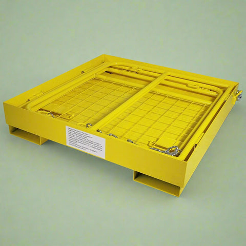 Forklift safety work platform cage
Aerial lift basket attachment for forklifts
WP36 safety cage with double doors
Folding yellow forklift cage for elevated tasks
Galvanized mesh safety cage on warehouse floor