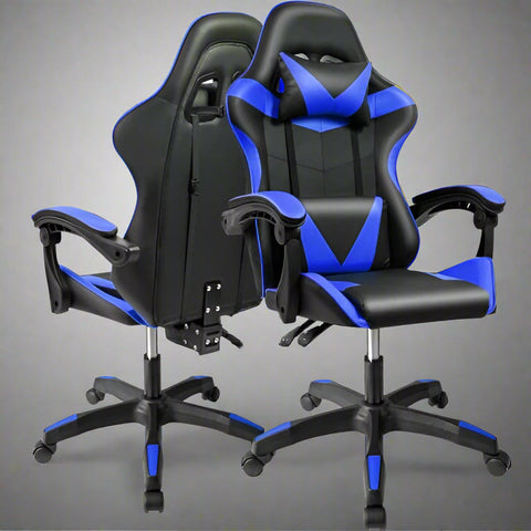 Black and Gray Gaming Office Chair Front View
Racing Style Chair with Adjustable Recline
Multiple Color Variants of Gaming Chairs
High Back Ergonomic Office Chair with Pillows