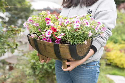 NEW HALF BARREL PLASTIC PLANTER 517201 - with | Sold by Uncle Wiener's Wholesale