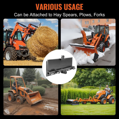 Heavy-duty 3-point skid steer adapter plate front view
Universal tractor quick attach plate with welds
3/8” thick steel 3-point adapter plate for tractors and loaders
3-point hitch adapter for John Deere, Kubota, Bobcat
Side view of universal 3-point quick attach adapter plate