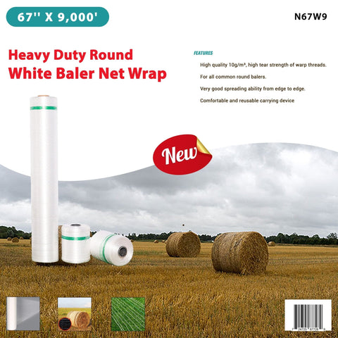 New Heavy Duty Bale Net Wrap for Balers – Durable Agricultural Baler Netting - with 67″x 9000' BALE NET WRAP BALER | Sold by Uncle Wiener's Wholesale