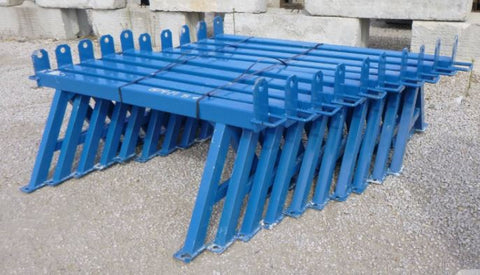 Blue Heavy-Duty Foldable Metal Sawhorses for Construction or Workshop Use