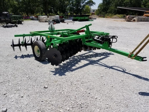 Industries America 10 FT Disk Harrow – Front Angle View
2228X Pull-Type Harrow Behind Tractor
Green 10 FT Disk Harrow – Blade Close-Up
Wide Pull-Type Disc Harrow for Seedbed Prep
Side View – 10 FT Agricultural Disc Harrow