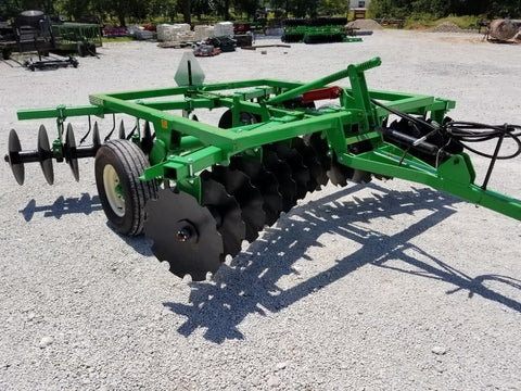 Industries America 10 FT Disk Harrow – Front Angle View
2228X Pull-Type Harrow Behind Tractor
Green 10 FT Disk Harrow – Blade Close-Up
Wide Pull-Type Disc Harrow for Seedbed Prep
Side View – 10 FT Agricultural Disc Harrow