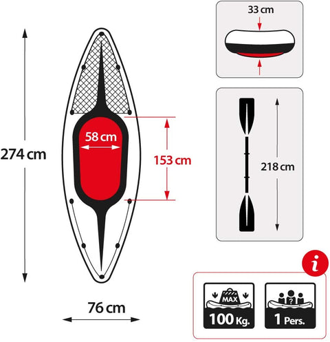 Intex Challenger K1 inflatable kayak on water
1-person green inflatable kayak set with oar and pump
Inflatable kayak with seat and cargo net
Kayak set components: paddle, pump, skeg, repair patch
Recreational lake kayak for solo paddlers