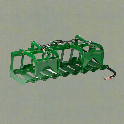 John Deere-compatible root grapple – front view
Dual grapple arms with 25-inch opening – side view