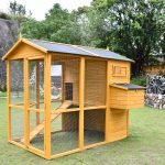 Large Wooden Walk-In Chicken Coop with Nesting Boxes and Outdoor Run for 10 Chickens