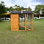 Large Wooden Walk-In Chicken Coop with Nesting Boxes and Outdoor Run for 10 Chickens