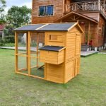 Large Wooden Walk-In Chicken Coop with Nesting Boxes and Outdoor Run for 10 Chickens