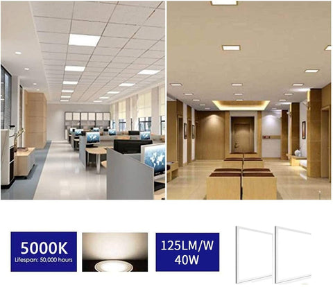 Ultra-slim LED ceiling panel light 60W in drop ceiling
LED panel ceiling light with surface mount frame
Suspended LED flush ceiling light for office or classroom
Dimmable 6500K LED ceiling fixture mounted in grid
White frame LED panel light for suspended ceilings