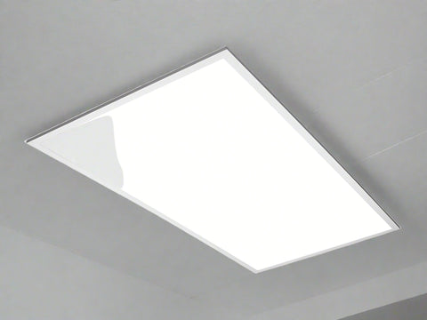Ultra-slim LED ceiling panel light 60W in drop ceiling
LED panel ceiling light with surface mount frame
Suspended LED flush ceiling light for office or classroom
Dimmable 6500K LED ceiling fixture mounted in grid
White frame LED panel light for suspended ceilings