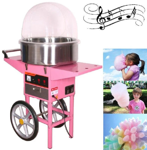 Pink Candy Floss Machine with Dome Cover – Front View
Commercial Cotton Candy Machine – Close-Up of Controls
Candy Floss Cart with Wheels – Party Setup
Dome Cover Cotton Candy Maker – Rear View
Pink Cotton Candy Machine in Use – Carnival Event