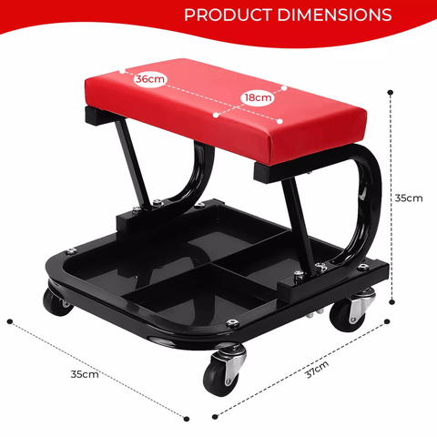 New Mechanic's Padded Creeper Work Stool – Rolling Garage Seat with Tool Tray & Adjustable Height S1245 - with | Sold by Uncle Wiener's Wholesale