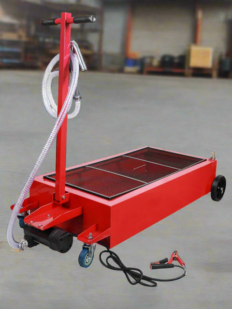 120L oil drain tank with 12V electric pump and hose
Low-profile portable red fluid transfer tank with wheels
Foldable handle oil drain tank for vehicle maintenance
Workshop fluid removal tank with mesh debris screen
Iron body fuel and oil tank with 110V electric pump