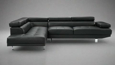 Modern Black L-Shape Sofa in Contemporary Living Room Setup
Left-Facing Sectional Sofa with Adjustable Headrests
Side Profile of L-Shaped Sectional with Leather Upholstery
Top View of Black Corner Sofa in Right Orientation
Close-Up of Seat Cushions and Stitching on Black Sectional Couch