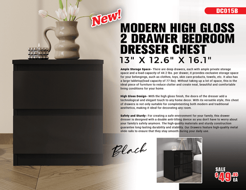 “White high gloss 2-drawer bedroom dresser”
“Black modern drawer chest with glossy finish”
“Modern white storage cabinet in bedroom setting”
“High gloss 8-drawer dresser for large storage”
“Contemporary white and black dressers for bedrooms”