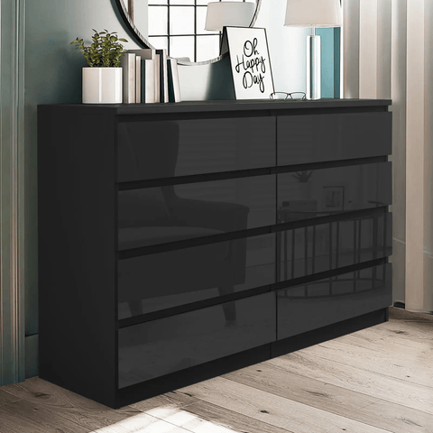 “White high gloss 2-drawer bedroom dresser”
“Black modern drawer chest with glossy finish”
“Modern white storage cabinet in bedroom setting”
“High gloss 8-drawer dresser for large storage”
“Contemporary white and black dressers for bedrooms”