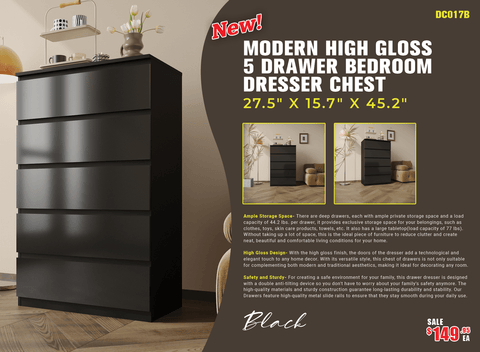 “White high gloss 2-drawer bedroom dresser”
“Black modern drawer chest with glossy finish”
“Modern white storage cabinet in bedroom setting”
“High gloss 8-drawer dresser for large storage”
“Contemporary white and black dressers for bedrooms”