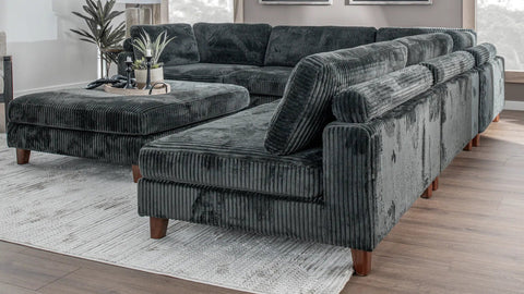 Modular 10FT Corduroy Sofa in Neutral Color – Front View
Plush Ribbed Sofa with Sectional Configuration
Modern Corduroy Couch – Wide Seating Sofa for Living Room
Corner View of 10FT Modular Sofa in Living Space
Cozy Corduroy Sofa with Medium-Soft Cushions