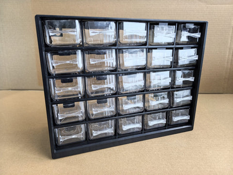 Multipurpose fastener kit with labeled drawers
1001-piece screw and bolt organizer cabinet
Open storage cabinet with hardware compartments
Assorted fasteners and storage trays
Compact metal fastener case for shop and garage use