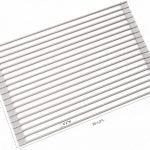 Large gray over-the-sink roll-up dish drying rack with stainless steel rods for multipurpose kitchen use – heat-resistant BPA-free silicone design
