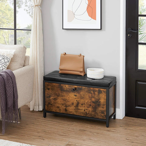 Padded shoe storage bench with 2 rows and cushion seat”
Side angle: “Black steel-framed shoe bench with rustic brown panels”
Open drawer view: “Entryway bench with pull-out drawer for storage”
Lifestyle shot: “Shoe bench placed in hallway entry with accessories”
Front view: “Upholstered shoe rack bench for hallway organization”