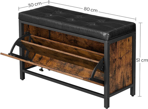 Padded shoe storage bench with 2 rows and cushion seat”
Side angle: “Black steel-framed shoe bench with rustic brown panels”
Open drawer view: “Entryway bench with pull-out drawer for storage”
Lifestyle shot: “Shoe bench placed in hallway entry with accessories”
Front view: “Upholstered shoe rack bench for hallway organization”