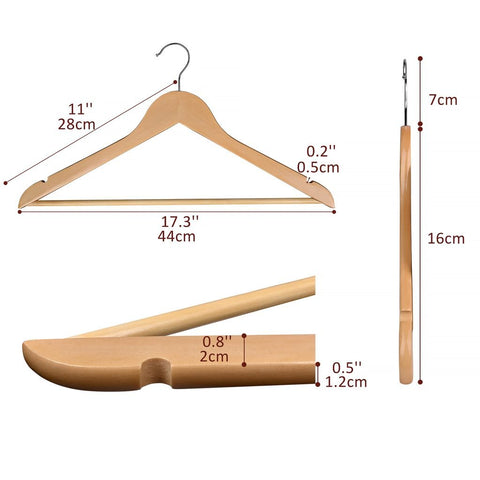 New Premium 20 Pack Wooden Clothes Hangers – Heavy - Duty Dark Natural Wood Coat Hangers with Smooth Finish & Non - Slip Bar AMWCH02 - with | Sold by Uncle Wiener's Wholesale