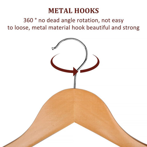 New Premium 20 Pack Wooden Clothes Hangers – Heavy - Duty Dark Natural Wood Coat Hangers with Smooth Finish & Non - Slip Bar AMWCH02 - with | Sold by Uncle Wiener's Wholesale