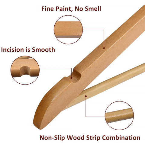 New Premium 20 Pack Wooden Clothes Hangers – Heavy - Duty Dark Natural Wood Coat Hangers with Smooth Finish & Non - Slip Bar AMWCH02 - with | Sold by Uncle Wiener's Wholesale
