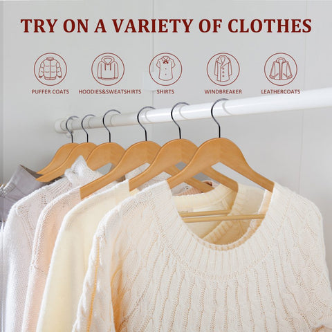 New Premium 20 Pack Wooden Clothes Hangers – Heavy - Duty Dark Natural Wood Coat Hangers with Smooth Finish & Non - Slip Bar AMWCH02 - with | Sold by Uncle Wiener's Wholesale