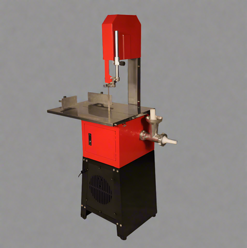 Pro Series 10” Meat Band Saw & Grinder – Commercial 2-in-1 Butcher Machine | Red & Silver