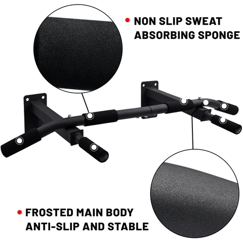 Wall-mounted black steel pull-up bar – front angle view
Pull-up bar installed on wall for home gym
Multi-grip fitness pull-up bar with foam handles
Compact strength training bar for upper-body workouts
Wall mount hardware and bar installation demonstration