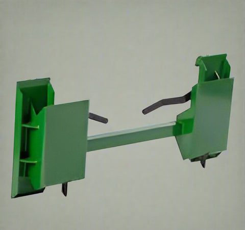 Skid steer to John Deere quick tach adapter green
Heavy-duty quick attach adapter for John Deere
Skid steer to John Deere loader implement converter
Green skid steer to JD loader plate front view
Adapter plate side view for skid steer to John Deere