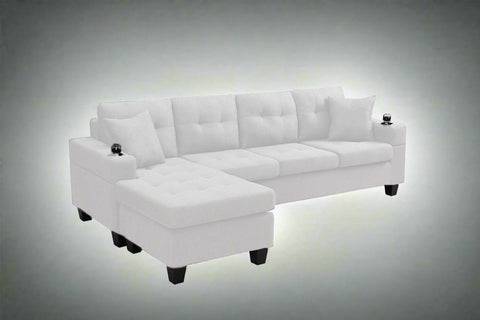 Reversible 4-Seater L-Shape Sectional Sofa with Chaise and Ottoman – Modern Upholstered Couch for Apartments and Small Living Rooms