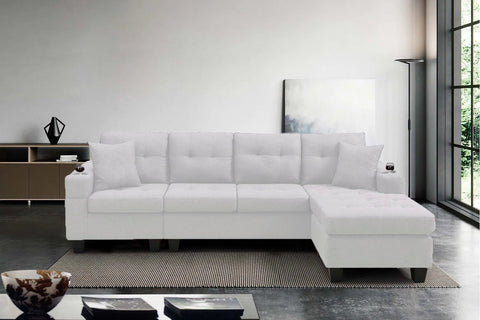 Reversible 4-Seater L-Shape Sectional Sofa with Chaise and Ottoman – Modern Upholstered Couch for Apartments and Small Living Rooms