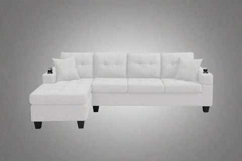 Reversible 4-Seater L-Shape Sectional Sofa with Chaise and Ottoman – Modern Upholstered Couch for Apartments and Small Living Rooms