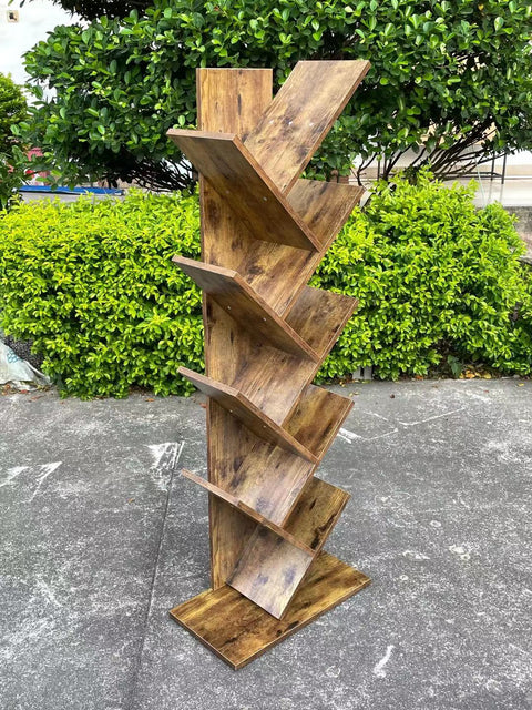 New Rustic 8 - Shelf Wooden Tree Bookshelf – Unique Tree - Shaped Bookcase for Home & Office Decor TLBS2104 - with | Sold by Uncle Wiener's Wholesale