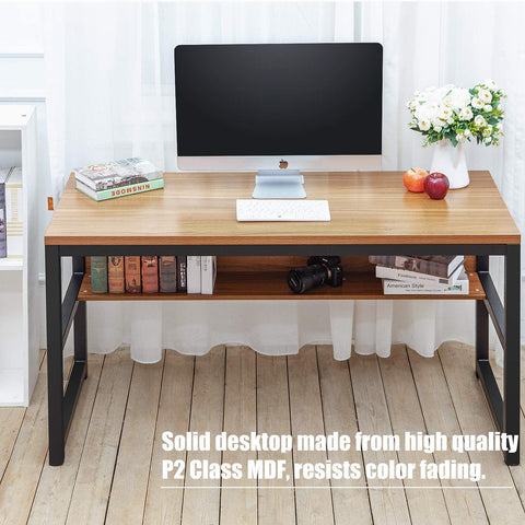 Rustic industrial desk with metal frame
55 inch waterproof desk with storage shelf
TLCD04 office workstation setup
Side view of heavy-duty computer desk
Desk for home office or gaming with built-in shelf