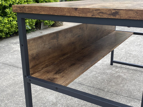 Rustic industrial desk with metal frame
55 inch waterproof desk with storage shelf
TLCD04 office workstation setup
Side view of heavy-duty computer desk
Desk for home office or gaming with built-in shelf