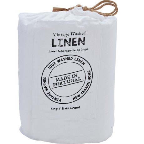 New Season Naturally Yours 100% Linen King Sheet Set Adults - with white | Sold by Uncle Wiener's Wholesale