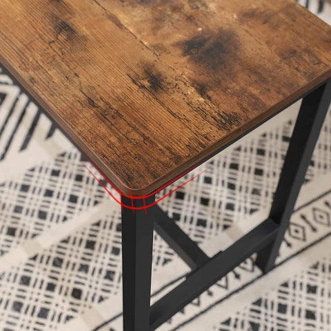 "Rustic wooden dining bench with flat seat and metal frame – set of 2 kitchen benches"