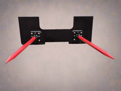 Quick Attach Skid Steer Hay Spear with Frame – Angled View (SSBFQMP45)